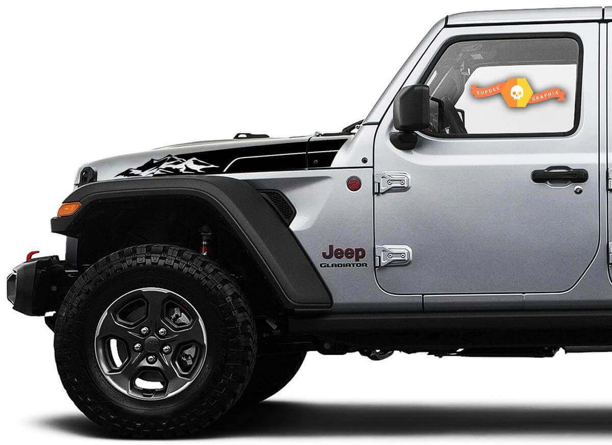 Mountain Hood Zijstrepen Vinyl Decal Set voor Jeep Wrangler & Gladiator