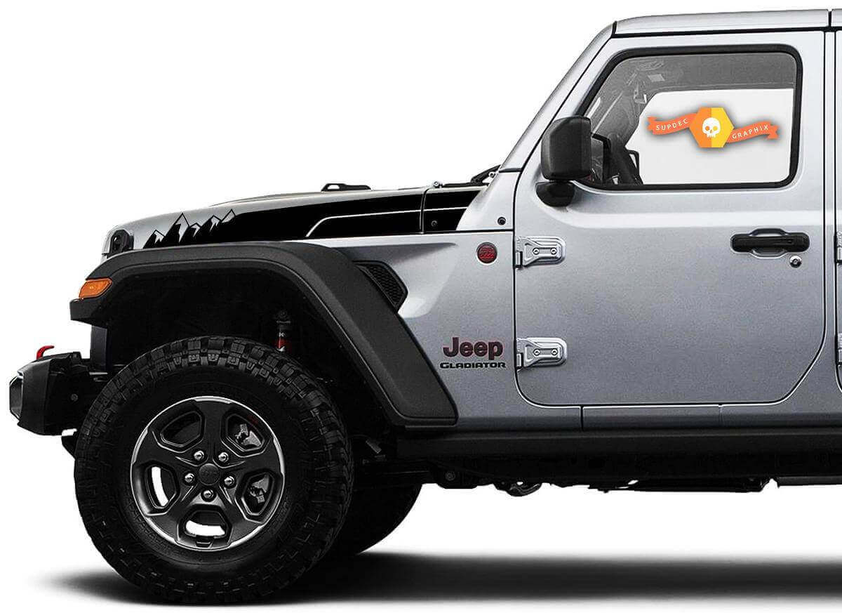 Mountains Style Motorkap Strepen Vinyl Decal Kit voor Jeep Wrangler Gladiator Rubicon