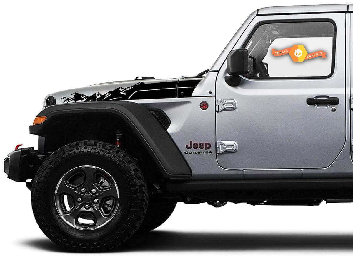 Mountain Range Hood Strepen Vinyl Decal Kit voor Jeep Wrangler Gladiator Rubicon