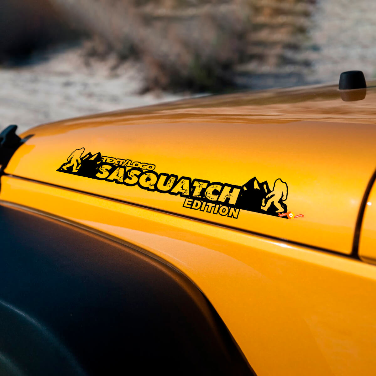 Sasquatch Mountains Aangepaste Tekst Motorkapstickers Decals voor Jeep Wrangler JL JK TJ YJ