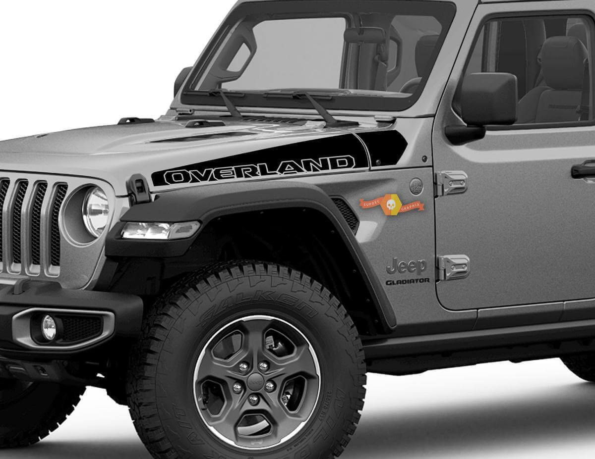 Overland Outline Hood Vinylstickerset voor Jeep Wrangler Gladiator Rubicon