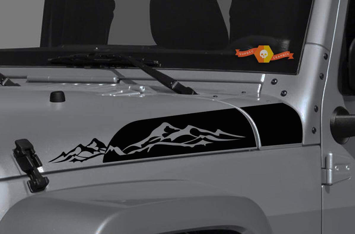 Mountains Range Hood Side Vinyl Decal Kit voor Jeep Wrangler & Gladiator