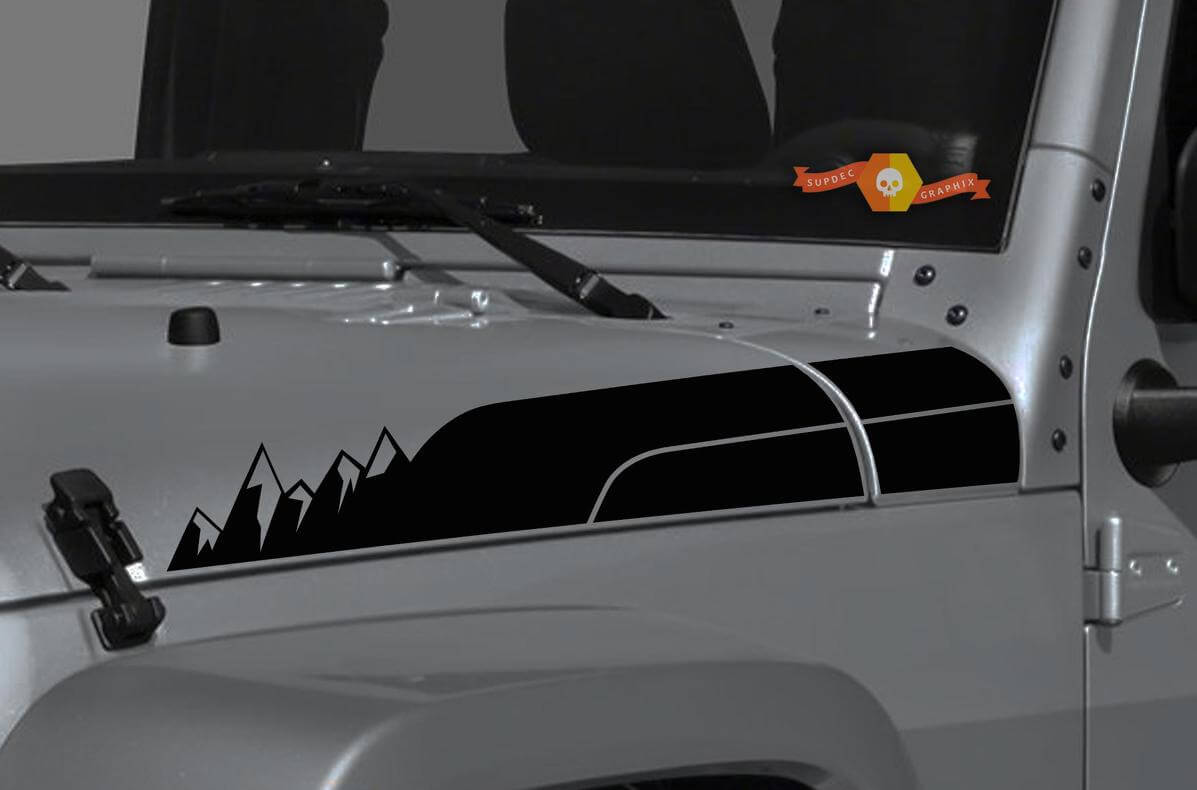 Nieuwe Jeep Wrangler Gladiator JT JL JLU Rubicon Hood Forest Mountain Range Vinyl Sticker Decal Grafische kit voor 2018 2021
