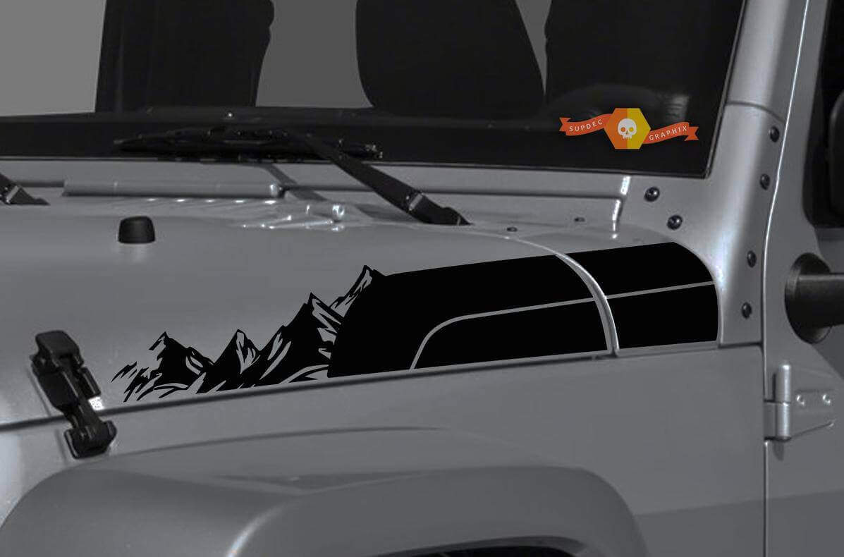 Mountain Style Kapzijde Strepen Vinyl Decal Kit voor Jeep Wrangler Gladiator