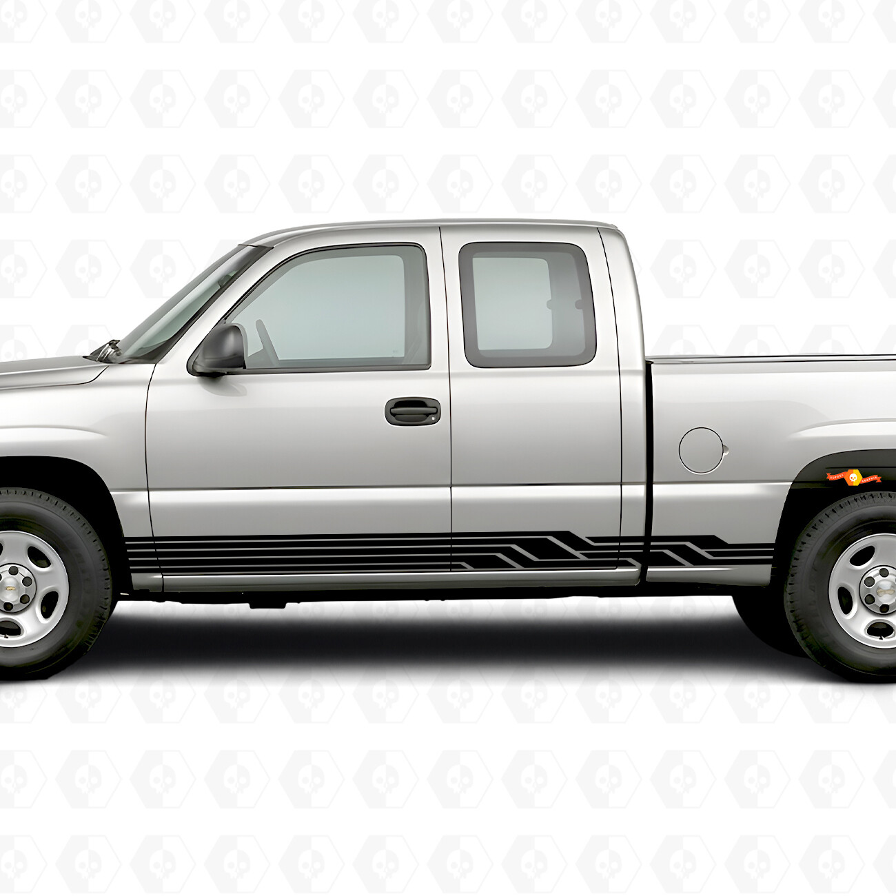 Hoekige Lightning Deur- & Rokerpanelen Vinyl Strepen voor Chevrolet Silverado 1500 GMT800 1999-2007