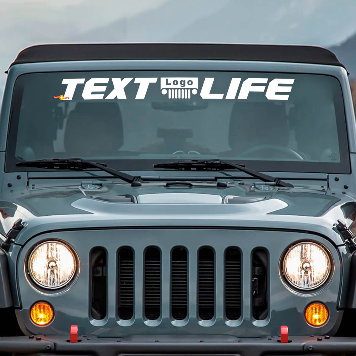 Aangepaste Tekst Life Voorruitbanner Vinyl Sticker Decal voor Jeep Wrangler
