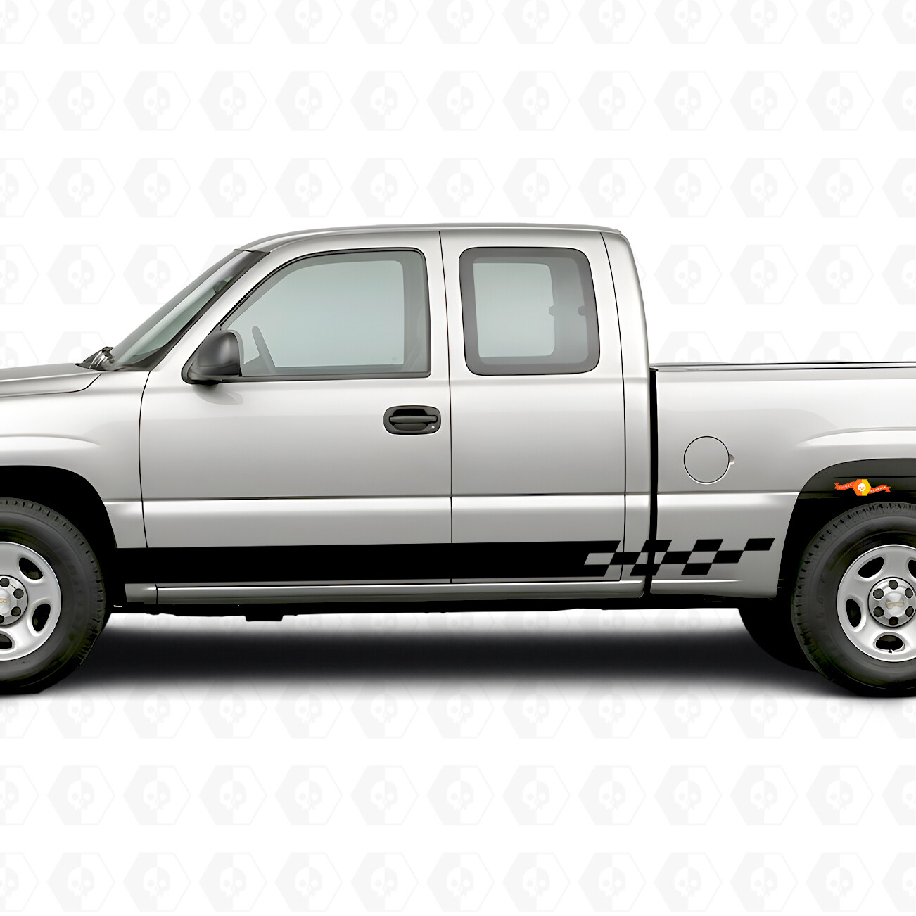 Ruitvormige Bliksem Deur- & Rocker Panel Vinyl Strepen voor Chevrolet Silverado 1500 GMT800 1999-2007