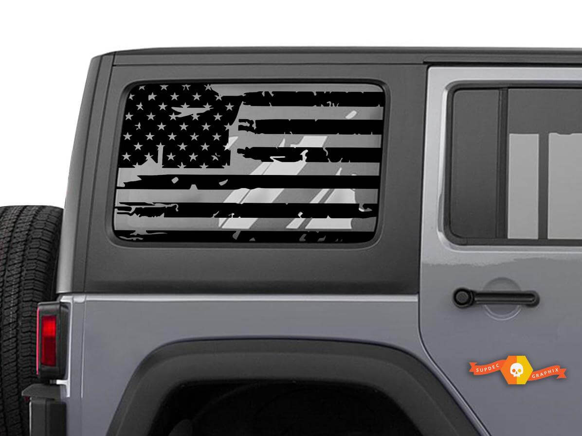 Versleten USA Vlag Achterzijruit Vinyl Decal Sticker voor Jeep Wrangler