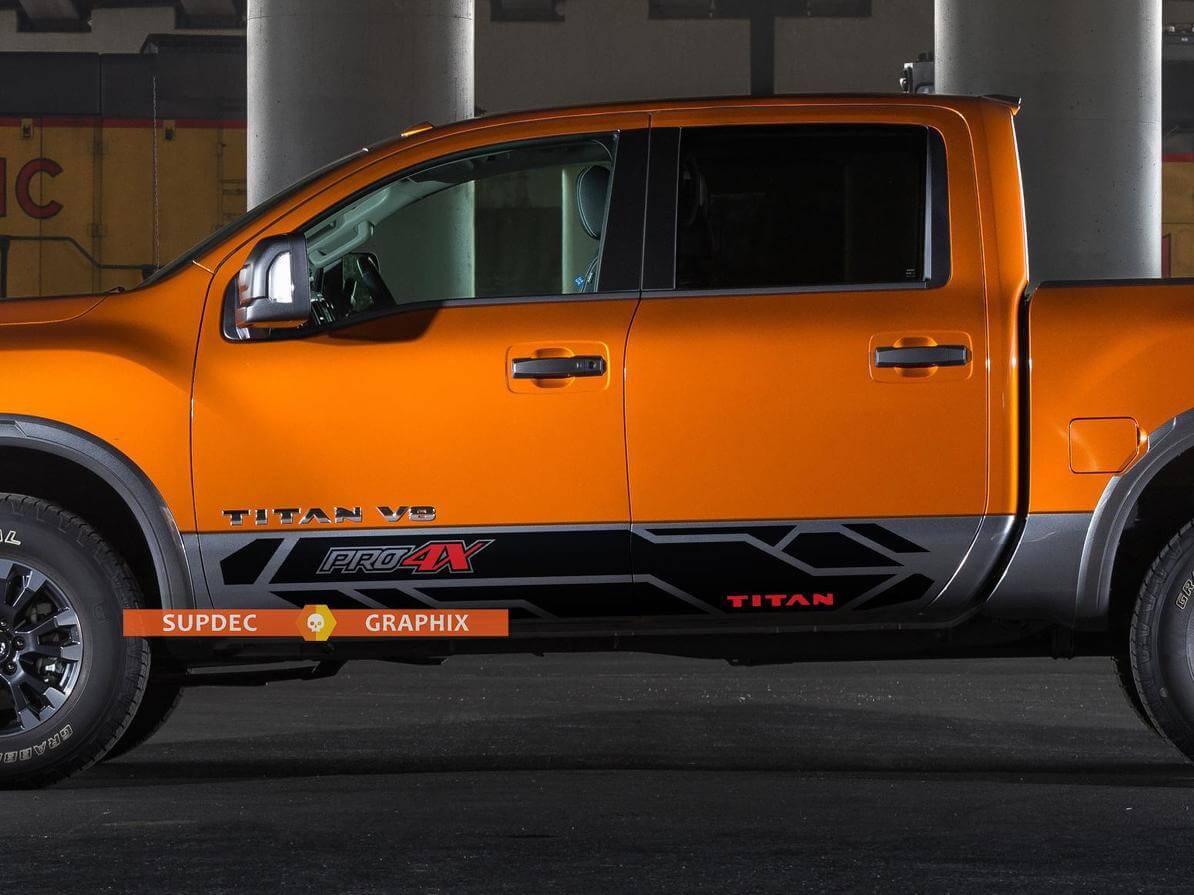 Paar Pro 4X Titan Vinyl Stickers Decal Kit voor Nissan Titan 2015 - 2020
