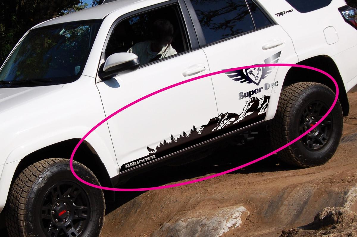 Zijbergen Bomen en Wolf of Herten of Forel reizen Vinyl Sticker Sticker geschikt voor TRD PRO 4Runner 13 - nu
