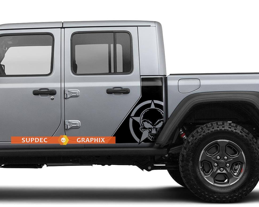Jeep Gladiator Zijvlag Schedel Ster sticker Vinyl Sticker Fabriek Stijl Lichaam Vinyl Grafische Strepen Kit 2018-2021
