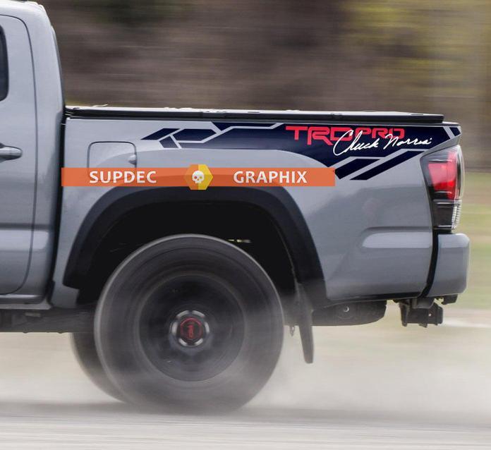 TRD 4x4 PRO Sport Off Road Chuck Norris handtekening Side Vinyl Stickers Sticker geschikt voor Tacoma 2013 - 2020 of Tundra 2013 - 2020
