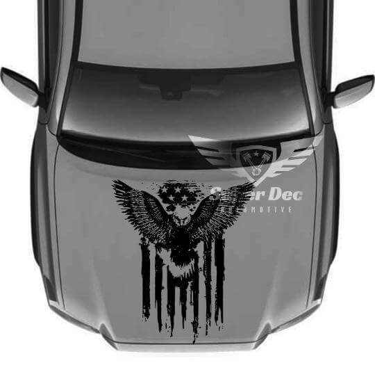 Bald Eagle Versleten Amerikaanse Vlag Motorkap Vinyl Sticker voor Toyota Tacoma Tundra
