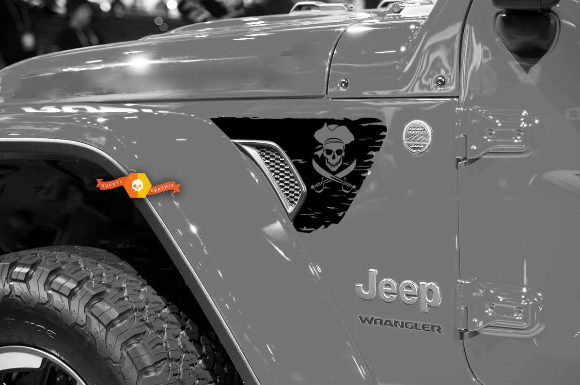 Jolly Roger Piratenvlag Spatbord Vent Vinyl Stickers voor Jeep Wrangler JL JLU & Gladiator JT