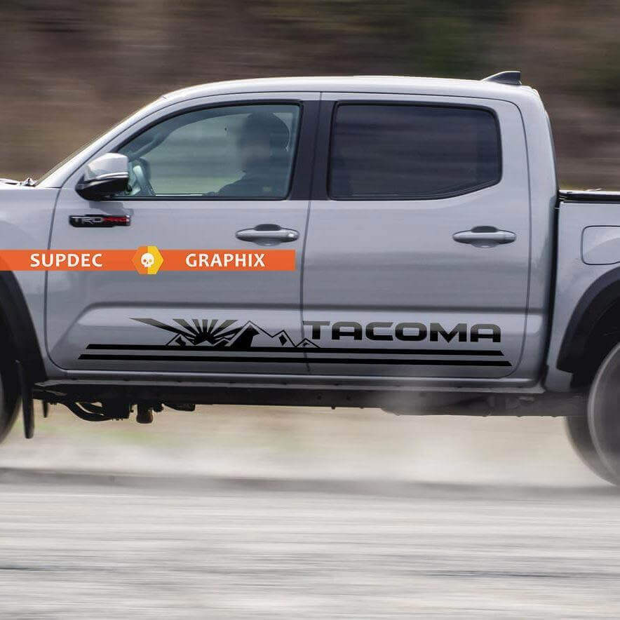 Mountains Rising Sun Zijkantstrip Vinyl Decal Kit voor Toyota Tacoma