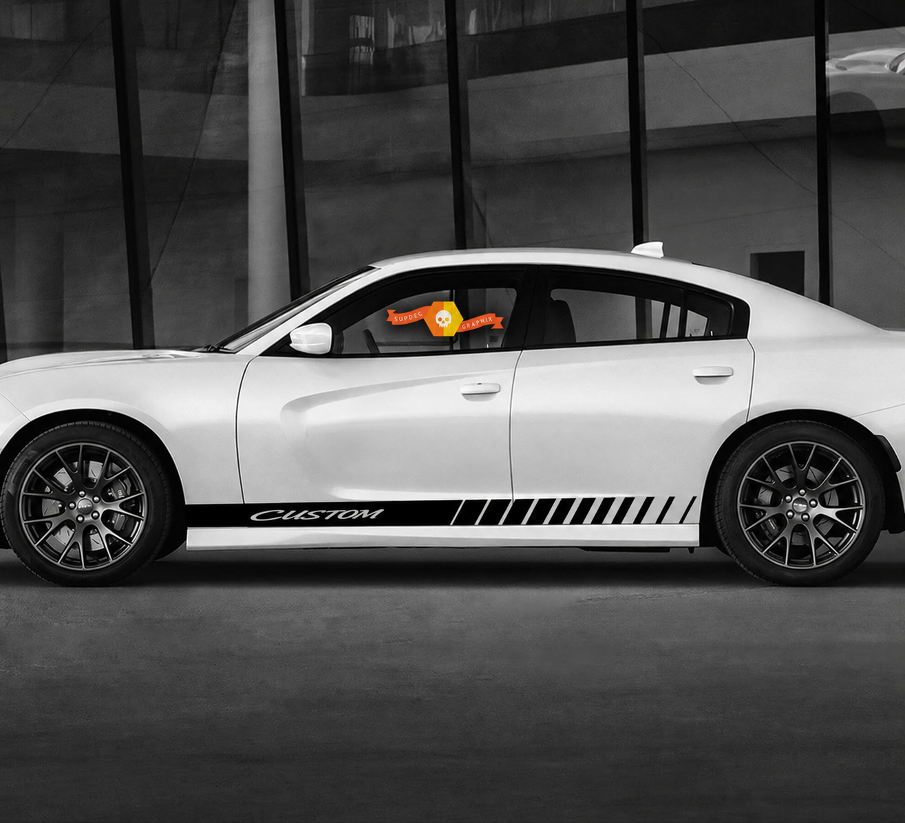 CUSTOM Script Gestreepte Streep Set Rocker Panel Vinyl Decal Sticker voor Dodge Charger 2011-2020
