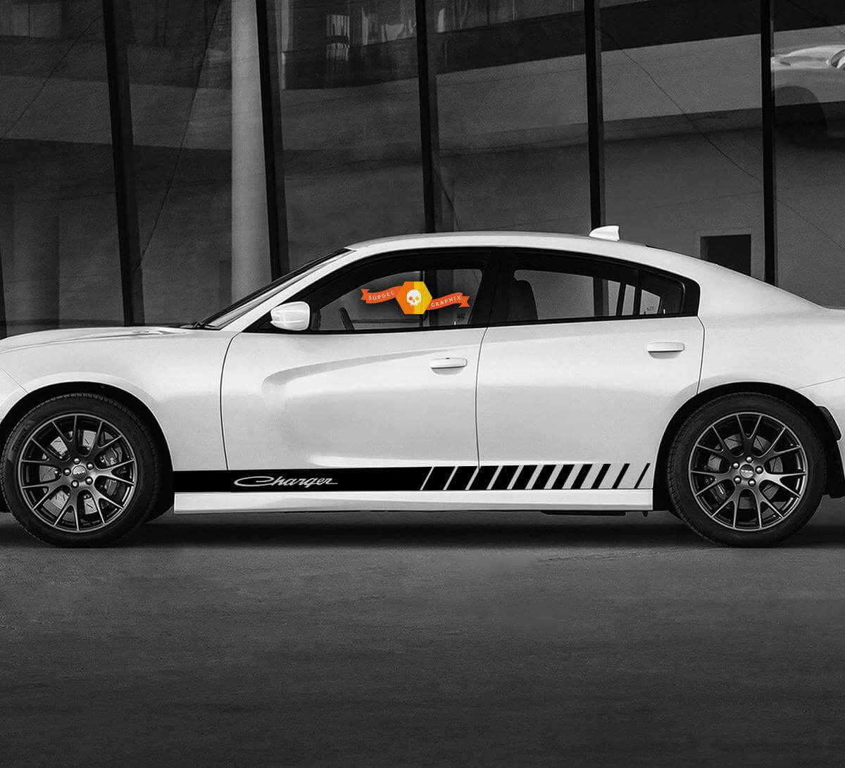 Script Charger Stripe Rocker Panel Zijbalk Decal Sticker GT graphics 2 voor Dodge Charger Daytona