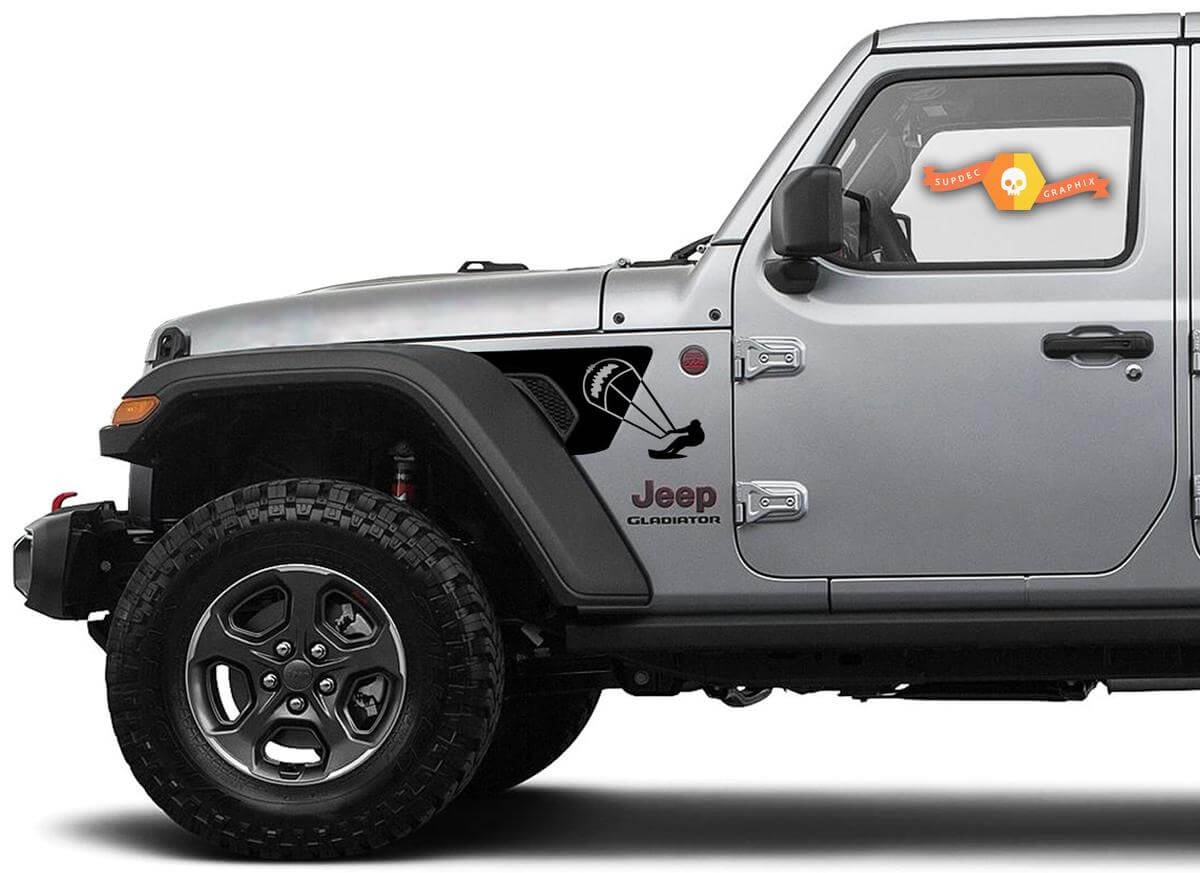 Skydiver Vent Fender Vinyl Sticker voor Jeep Wrangler 2018-2021