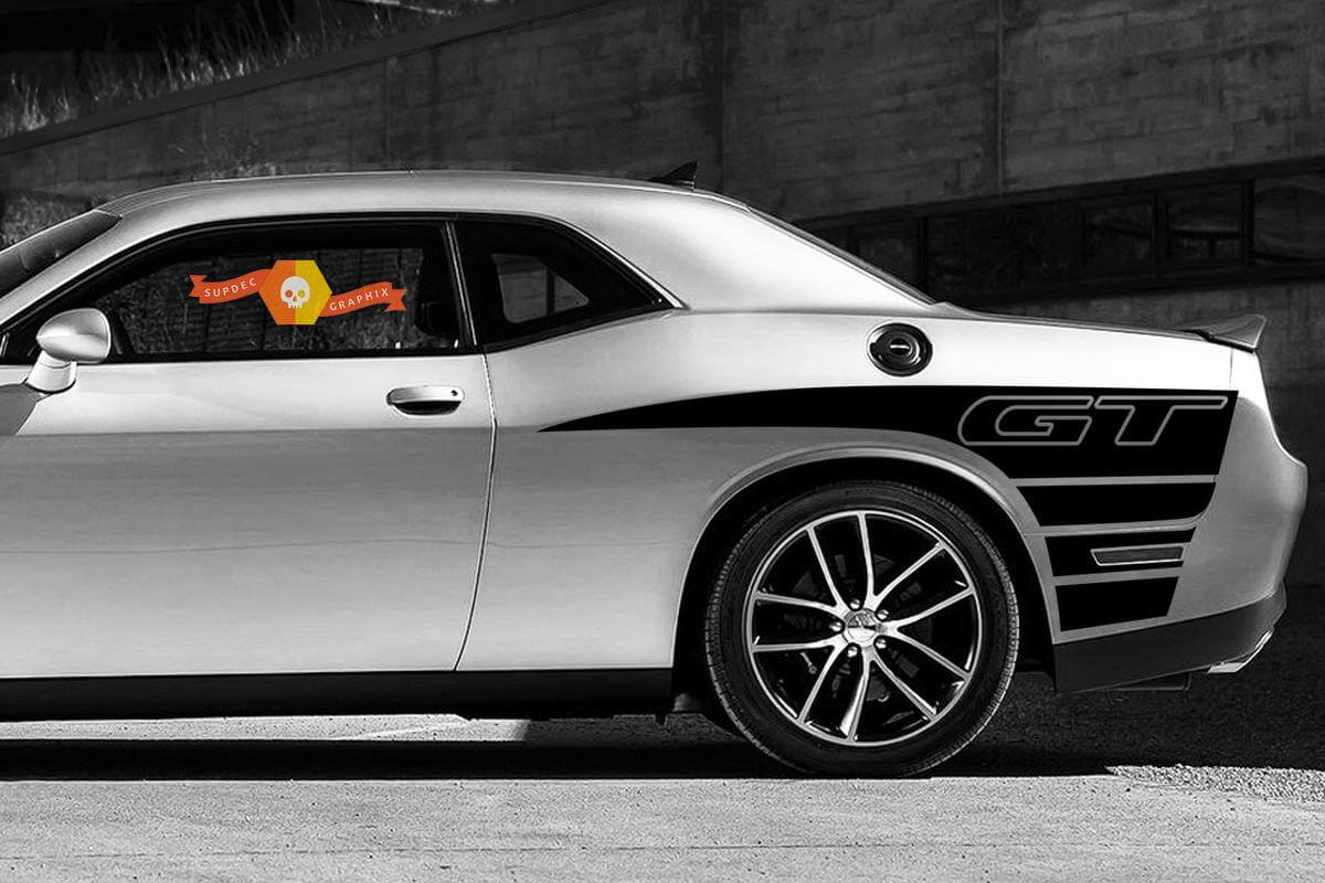 2 Side Dodge Challenger GT achterste kwart zijvinyl stickers grafische sticker
