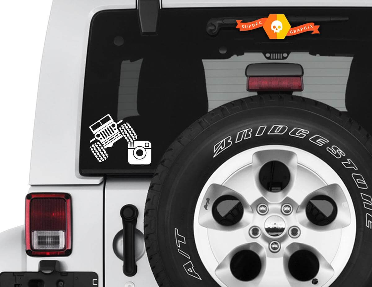 Aangepaste Instagram-naam achterruit vinylsticker voor Jeep Wrangler