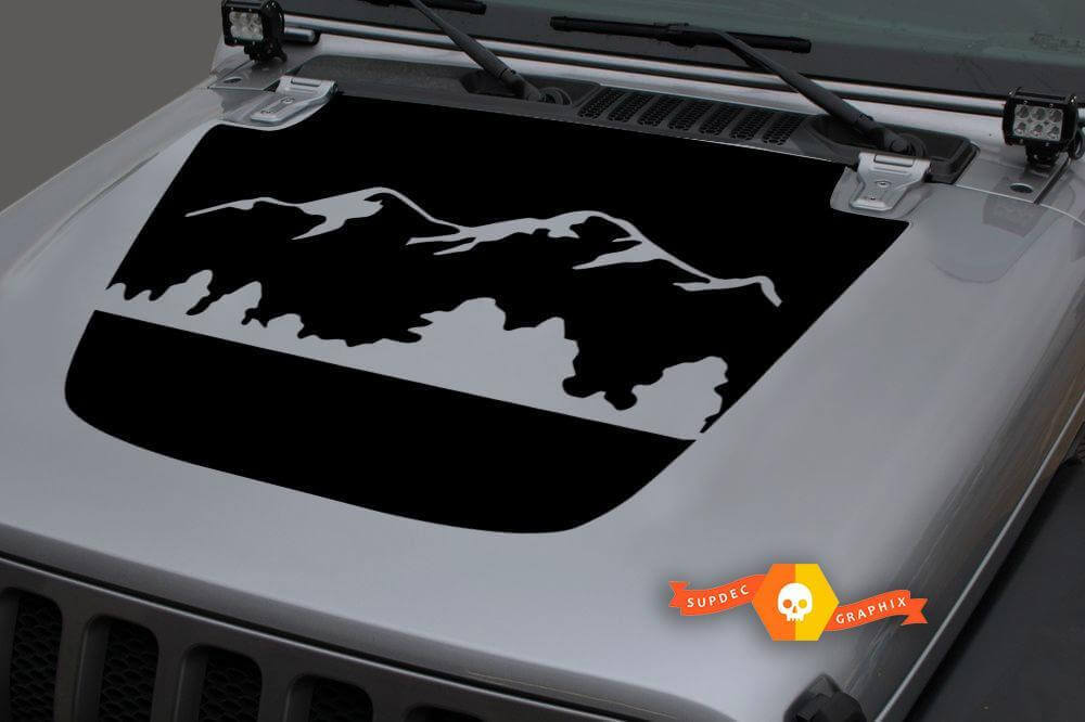 Mountain Forest motorkap vinylsticker voor Jeep Gladiator JT Wrangler JL JLU
