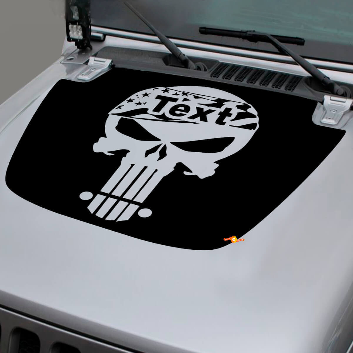 Custom Skull USA Vlag Motorruimte Vinyl Sticker voor Jeep Wrangler & Gladiator