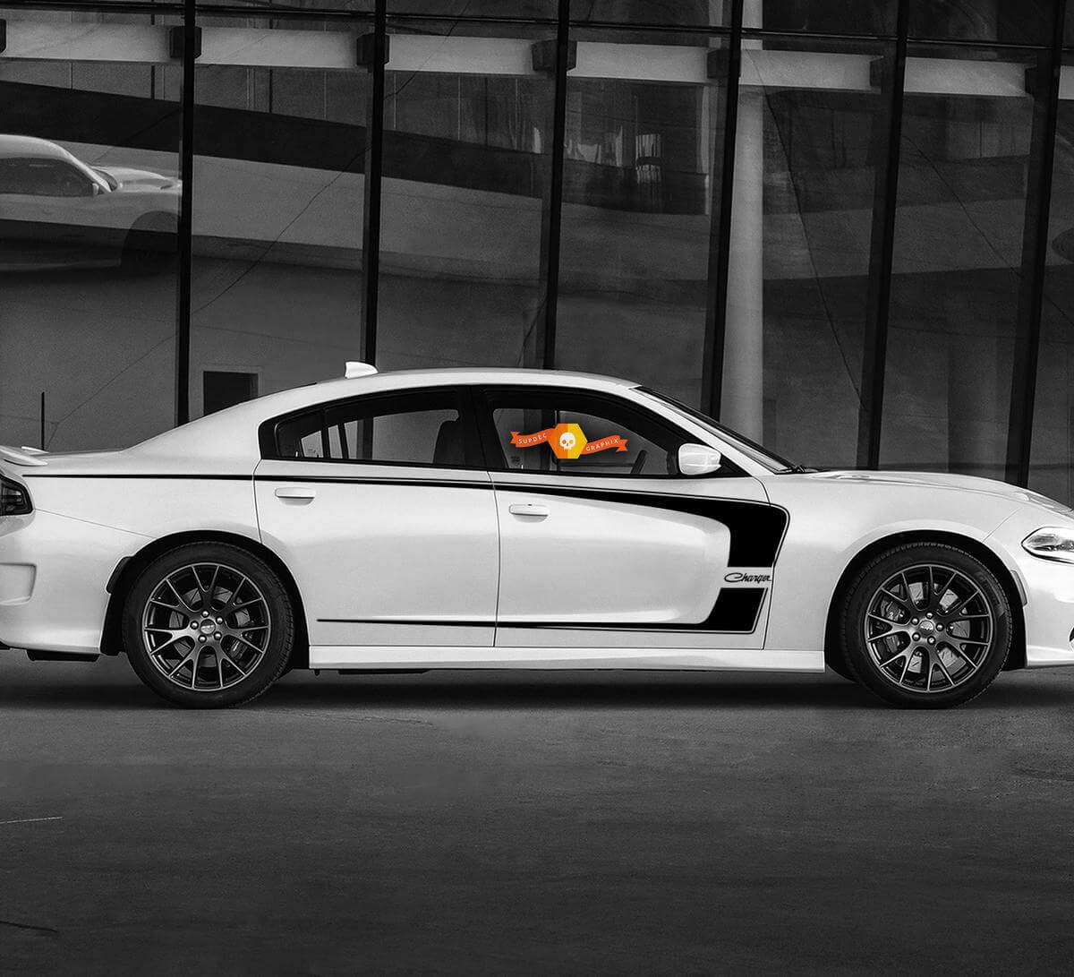 Dodge Charger C Stripe Hemi RT 345 Decal Sticker Complete Graphics Kit past op modellen 2011-2020
