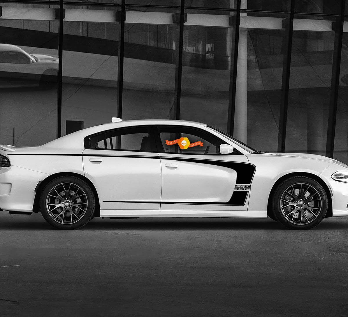 Dodge Charger C Stripe Hemi 370 SRT 392 Decal Sticker Complete Graphics Kit past op modellen 2011-2020

