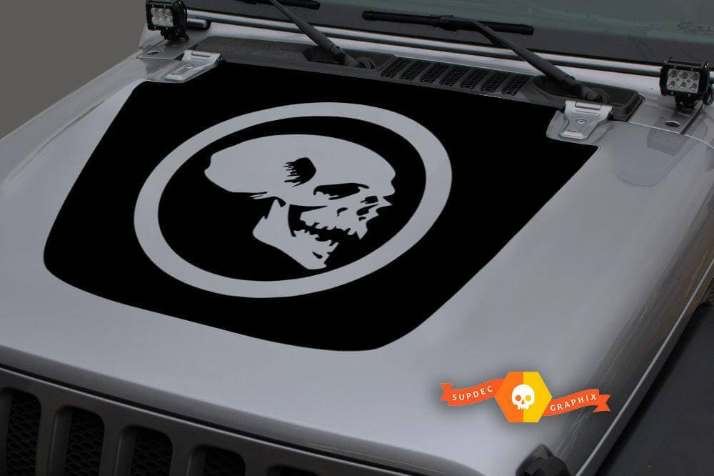 Schedel in Cirkel Motief Vinyl Sticker voor Jeep Gladiator en Wrangler