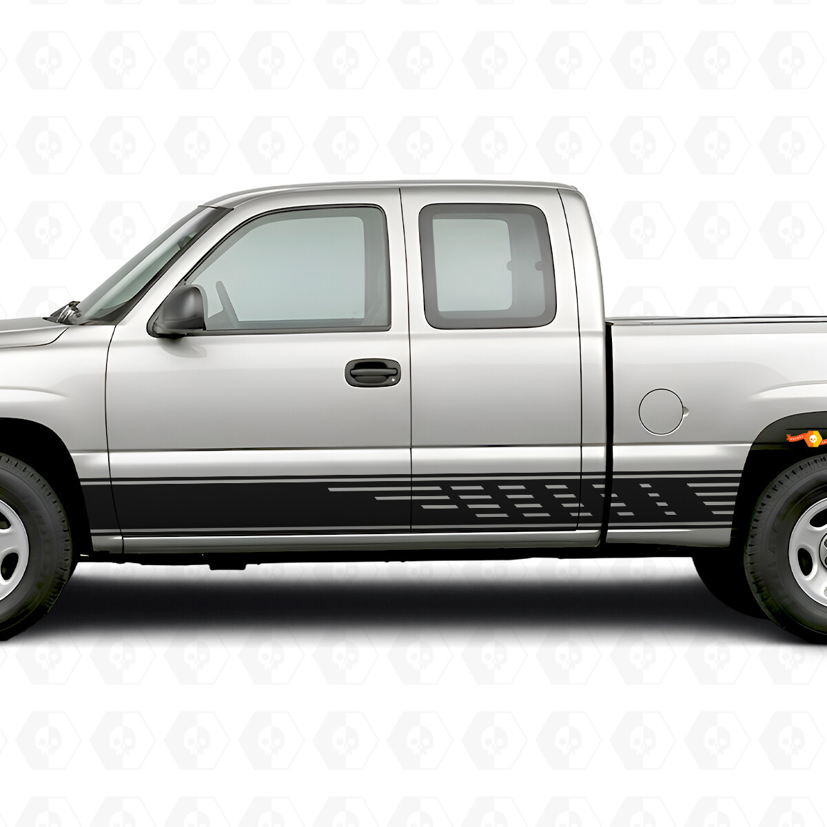 Trapvormige sleufdeurs- en zijkuipvinylstrepen voor Chevrolet Silverado 1500 GMT800 1999-2007