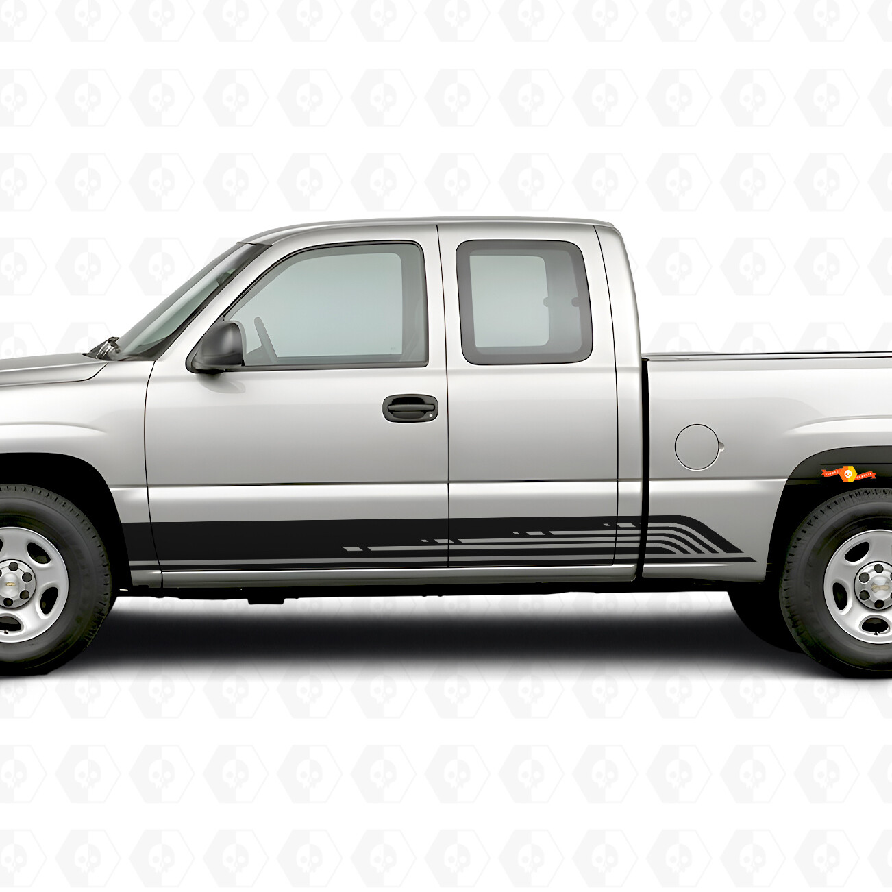 Parallelle Contour Deur- en Rockerpaneel Vinyl Strepen voor Chevrolet Silverado 1500 GMT800 1999-2007