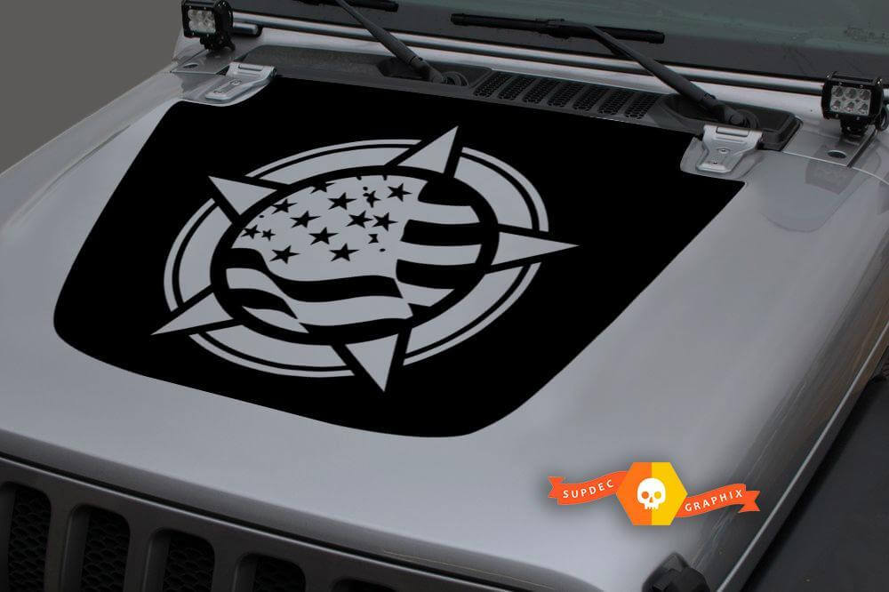 War Star USA-vlag motorkap vinylsticker voor Jeep Wrangler JL JLU en Gladiator JT