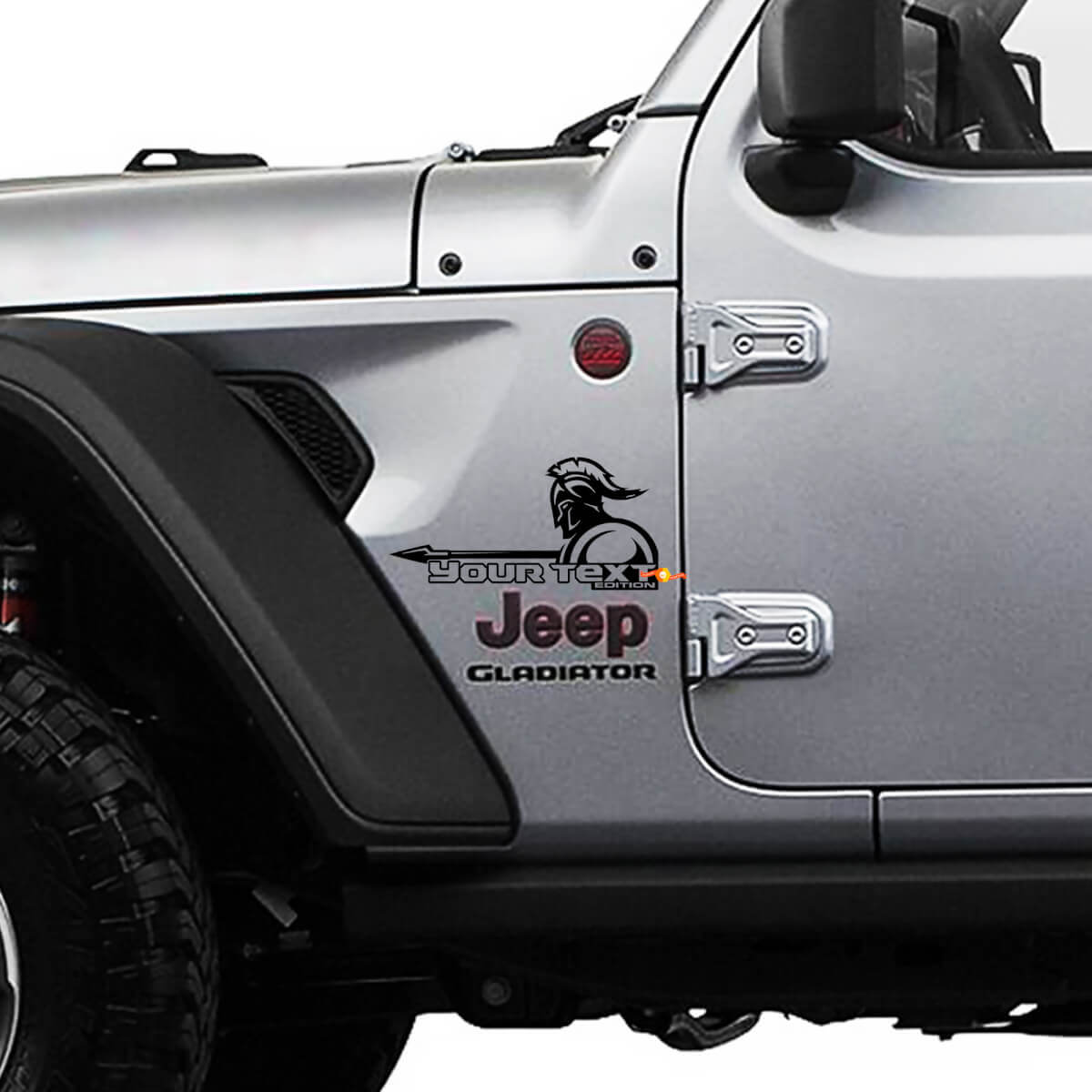 Gladiator met op maat gemaakte tekst spatbord vinyl decal set voor Jeep Wrangler Gladiator