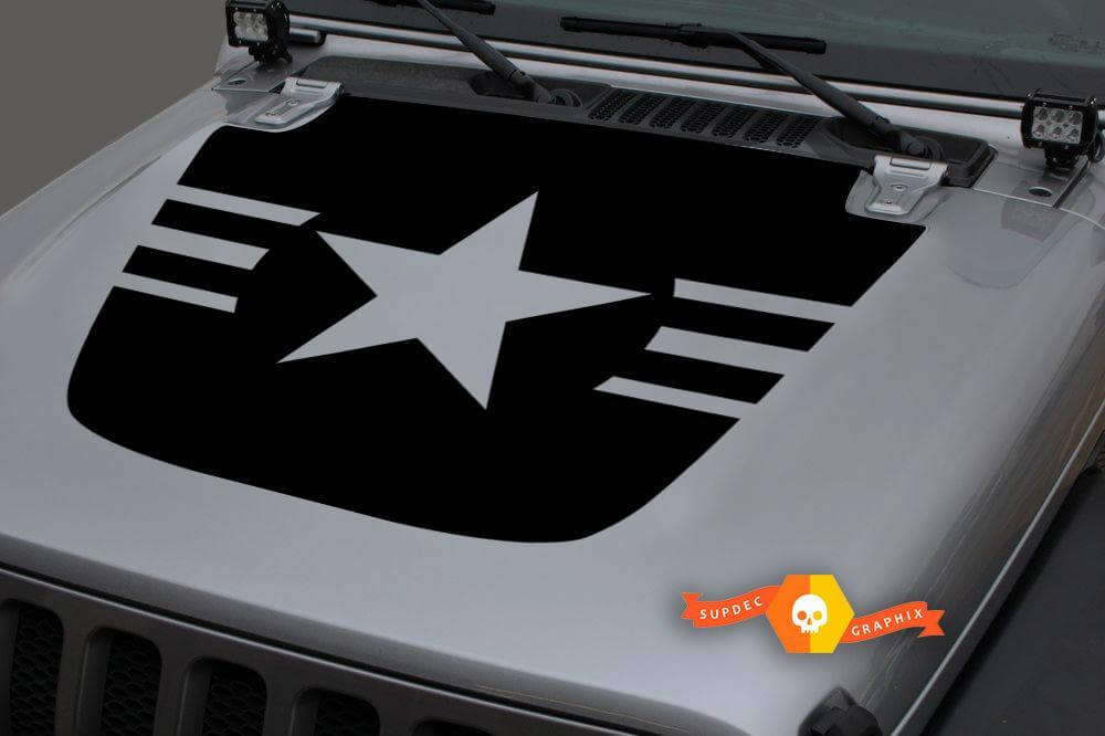 Military Star Hood Vinyl Decal voor Jeep Gladiator JT Wrangler JL JLU