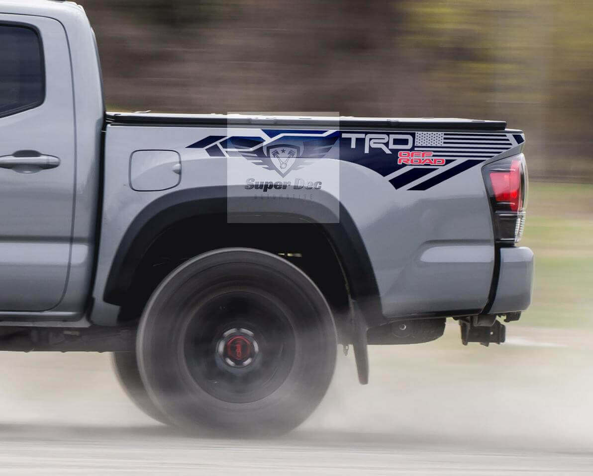 TRD Off Road USA-vlag Vinyl Stickers voor de Zijwand van Toyota Tacoma Tundra