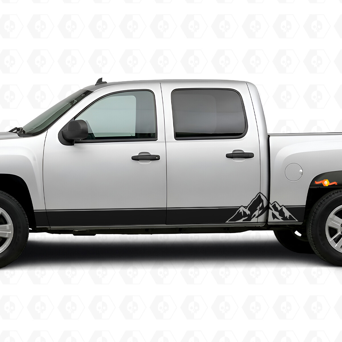Gelaagde Pieken Deur- & Rocker Paneel Vinyl Strepen voor Chevrolet Silverado 1500 GMT900 2007-2013