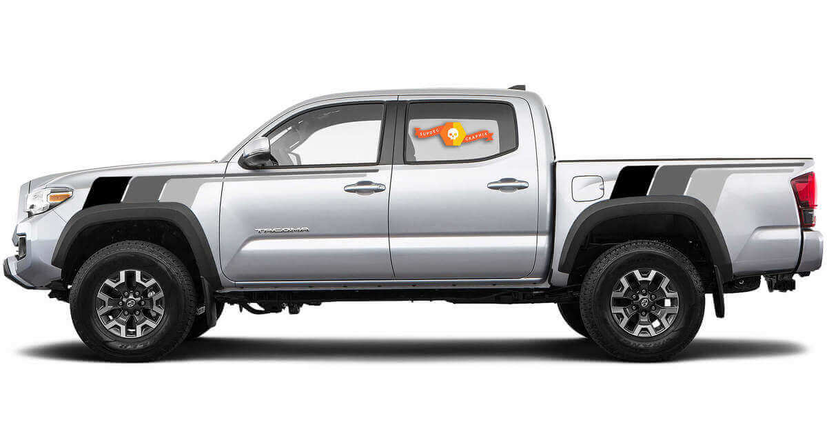 Retro monochrome stijl strepen zij vinyl decal sticker voor Toyota Tacoma
