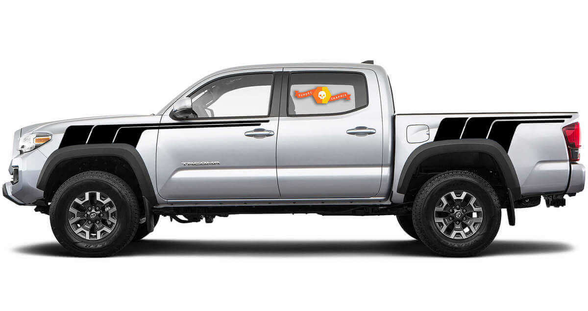 Retrostijl zijstrepen vinyl decalset voor Toyota Tacoma Gen 2