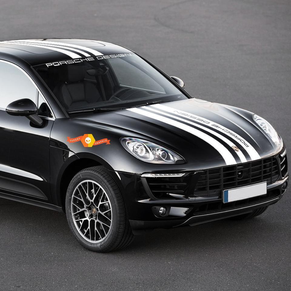 Porsche Design Macan Turbo Full Body Centrale motorkap Dakspoiler Achterstrepen Sticker Sticker 2014-heden
