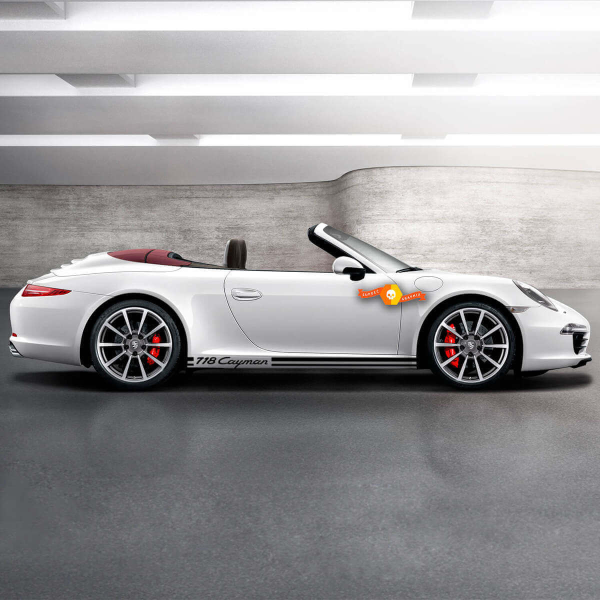 Cayman Lettering Dorpel Strepen Decal Sticker Voor Porsche 718 Cayman