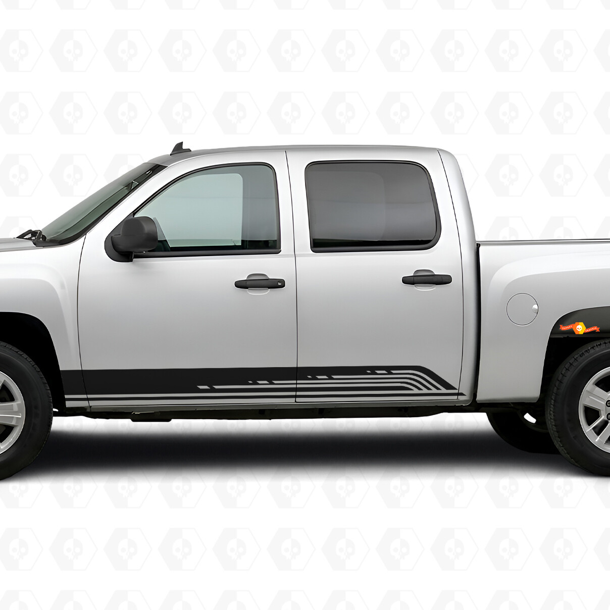 Parallelle Contourstreep S2 Zijvinylsticker voor Chevrolet Silverado 1500 GMT900 2007-2013