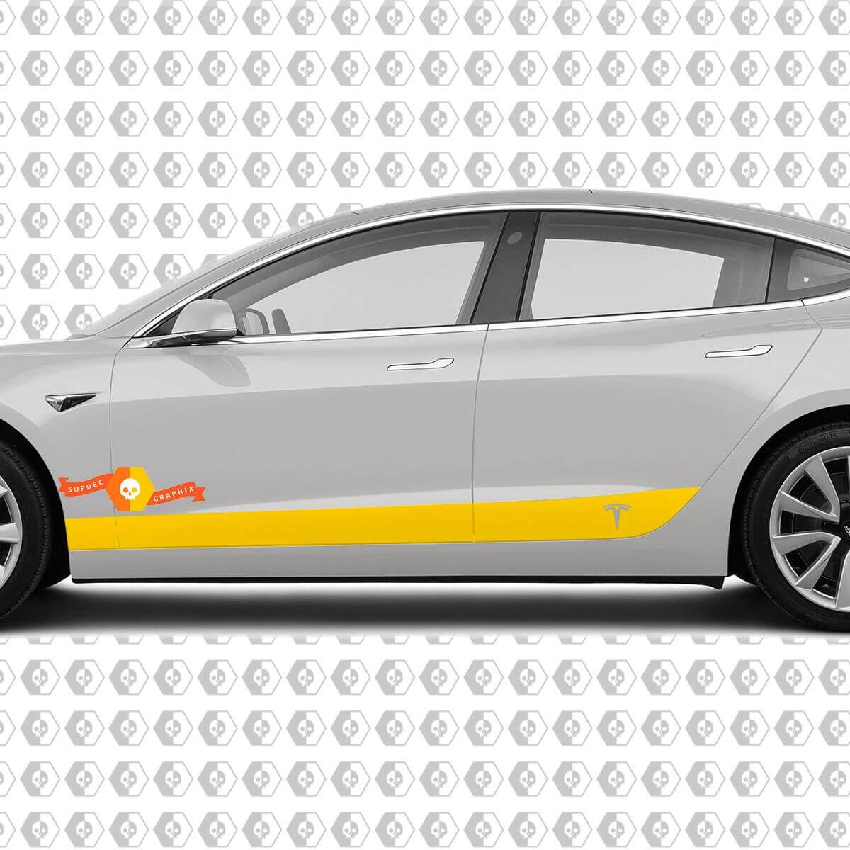 2 Aangepast TESLA-model 3 side Rocker Panel body Vinyl Sticker Decal Logo Graphic
