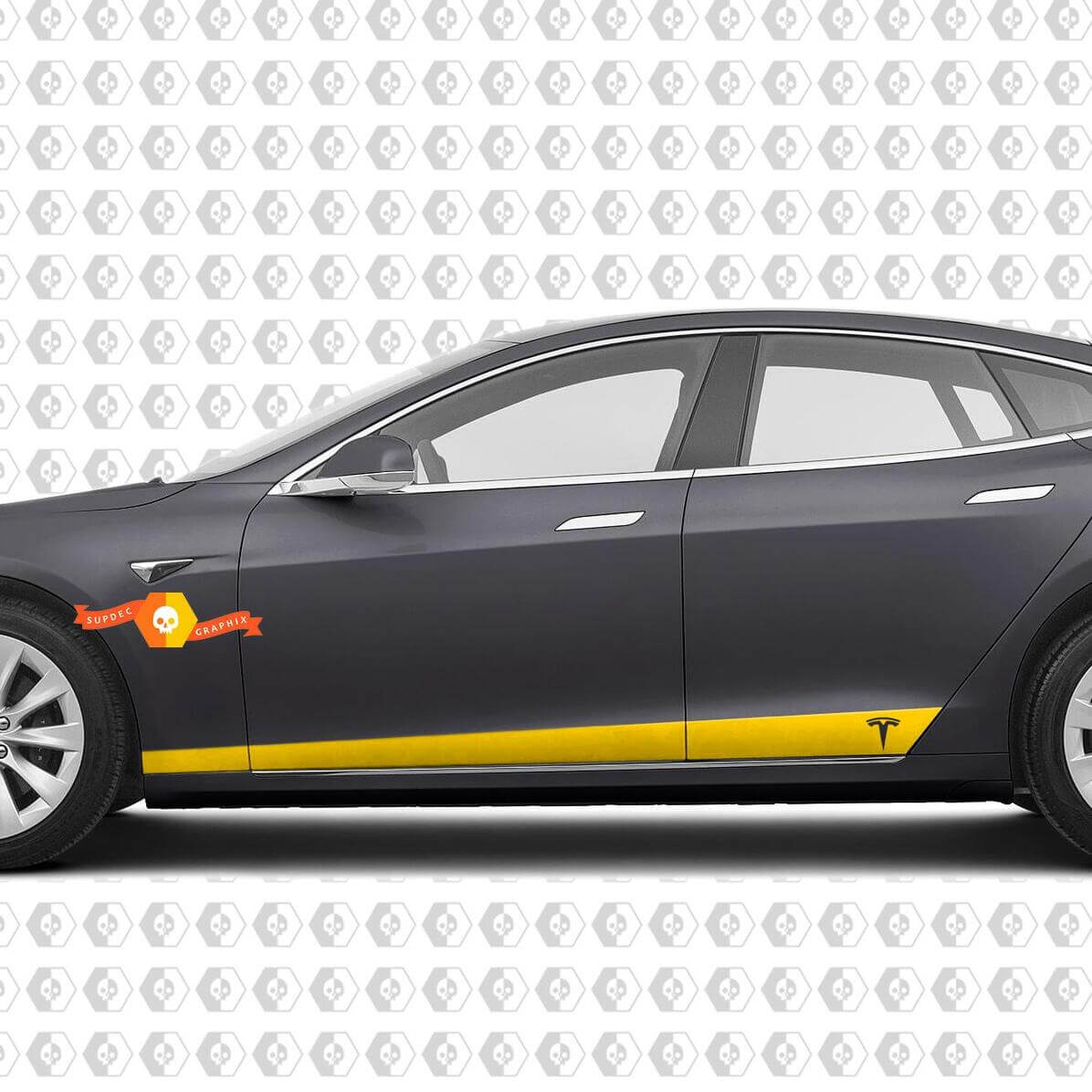 2 Custom TESLA model S side Rocker Panel body Vinyl Sticker Decal Logo Graphic
