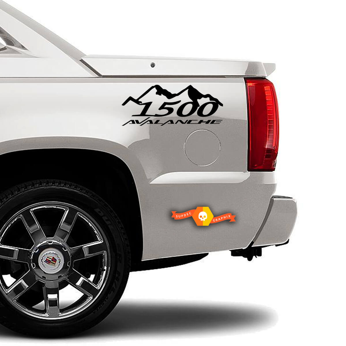 1500 Avalanche Mountains Bed Side Vinyl Decal Set Voor Vrachtwagens