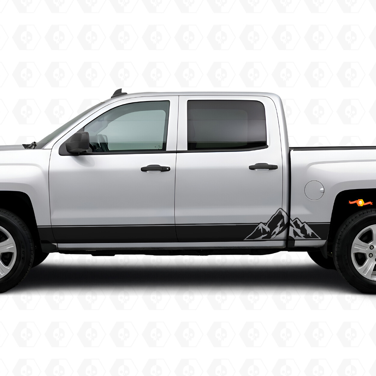 Gelaagde Pieken Deur- en Rocker Paneel Vinyl Strepen voor Chevrolet Silverado 1500 K2XX 2014-2019