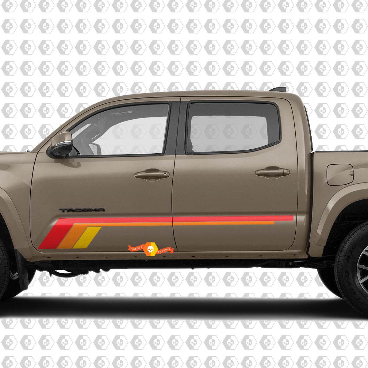 Vintage stijl strepen deurszijde vinyl sticker voor Toyota Tacoma