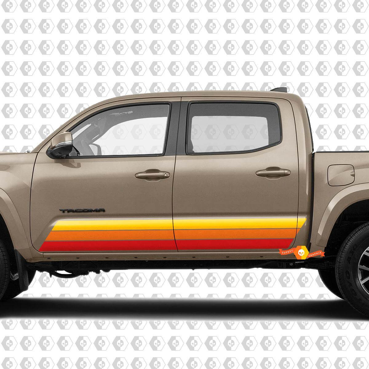 Retro Rocker Panel Strepen Vinyl Decal Kit voor Toyota Tacoma 2016-2020