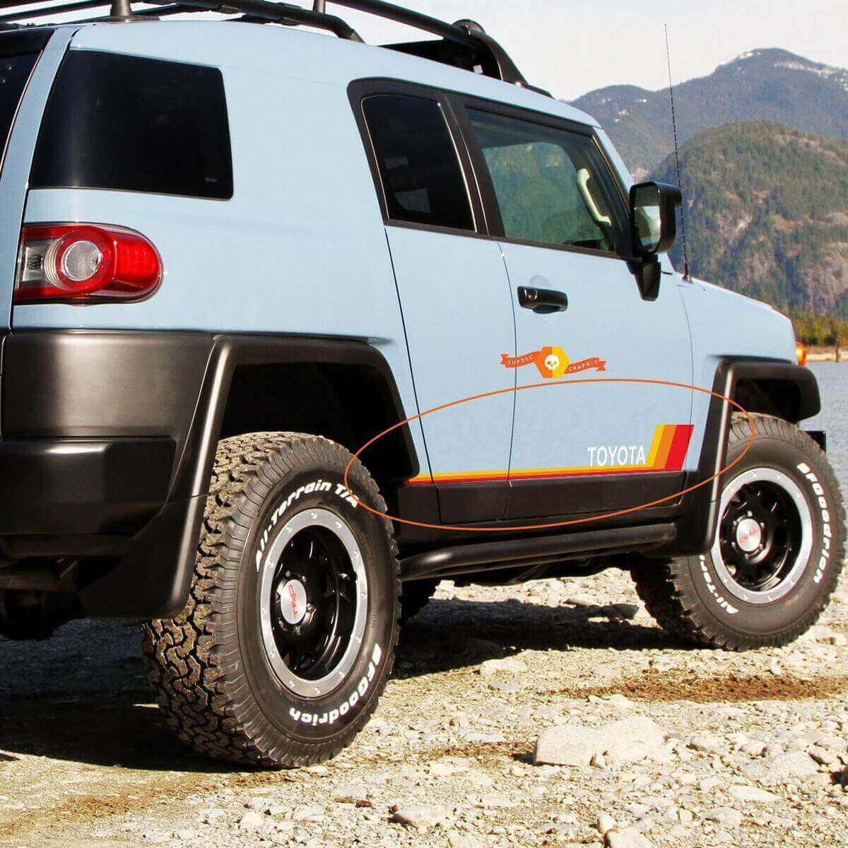 Retro Zij-Rocker Paneel Strepen Vinyl Decal Kit voor Toyota FJ Cruiser