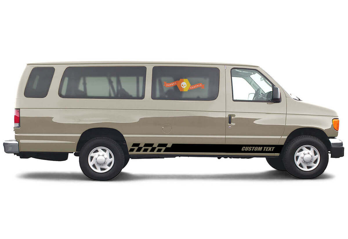 2x zijkant Ford E-Series Chassis Vinyl Stripes body sticker vinyl grafische sticker Aangepaste tekststijl 4
