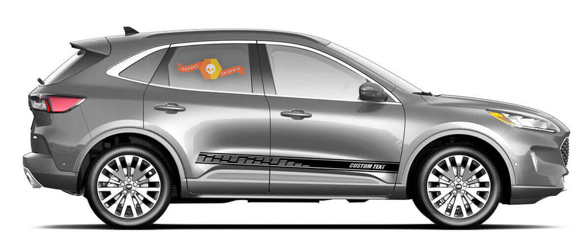 Aangepaste geperforeerde zijstrepen vinylsticker voor Musclecar Escape